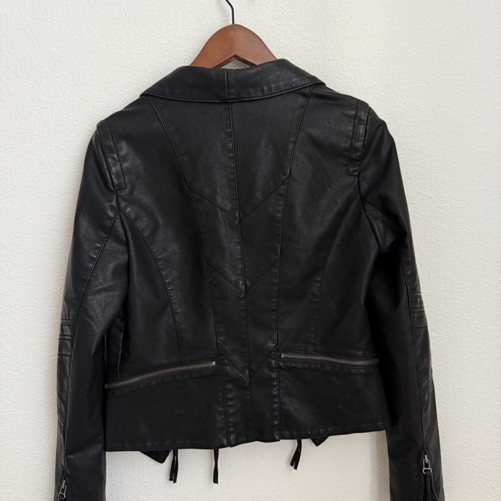 Lulus Up On A Tuesday Black Vegan Leather Jacket - Size M - Picture 4 of 6